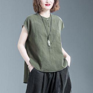 Cap-sleeve Henley Top / Harem Pants