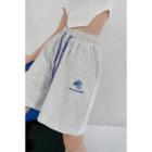 Dolphin-embroidered Wide Cotton Shorts