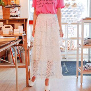 Lace Layered Maxi Skirt