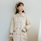 Plaid Panel Double-breasted Trench Coat