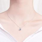 925 Sterling Silver Rhinestone Planet Pendant Necklace As Shown In Figure - One Size