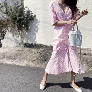 Checked Long Mermaid Dress