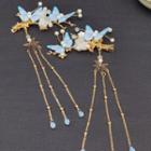 Set Of 2: Butterfly Fringed Hair Stick Set Of 2 - L61 - Gold - One Size