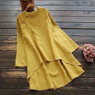 Long-sleeve High-low Cheongsam Top