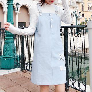 Star Sequined Denim Pinafore Dress