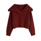 Lapel Cable Knit Sweater
