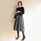 Patterned Flared Midi Knit Skirt
