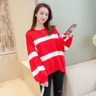 Long-sleeve Striped Loose-fit Knit Top