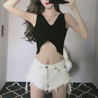 V-neck Crisscross Knit Camisole Top