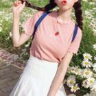 Short-sleeve Strawberry Embroidered T-shirt