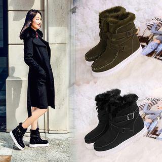 Platform Furry Trim Mid Calf Boots