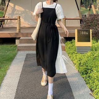 Strappy Midi A-line Dress / Short-sleeve T-shirt