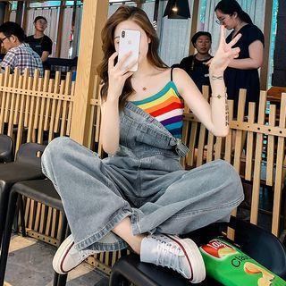 Striped Camisole Top / Washed Denim Dungaree