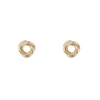 Metal Stud Earring 1 Pair - S925 Silver Needle - Gold - One Size