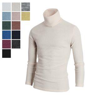 Turtle-neck Colored Slim-fit Knit Top