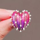Gradient Heart Brooch Ly2385 - Pink & Purple - One Size