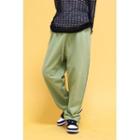 Drawstring-edge Jogger Pants Green - One Size