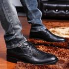 Genuine Leather Croc-grain Oxford Shoes