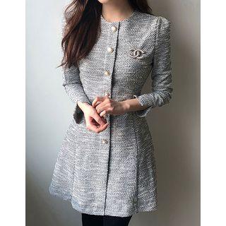 Dali Hotel Buttoned A-line Tweed Dress