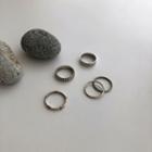 Set Of 5: Metallic Rings One Size