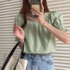 Ruched Puff-sleeve Blouse