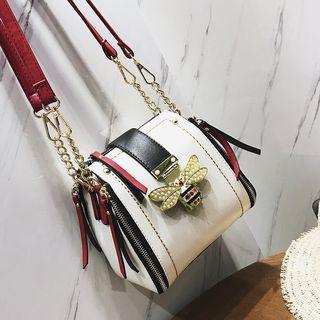 Rhinestone Bee Faux Leather Backpack