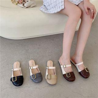 Two Tone Buckled Mules