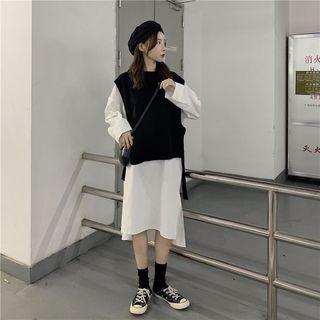 Knit Vest / Midi Shirt Dress
