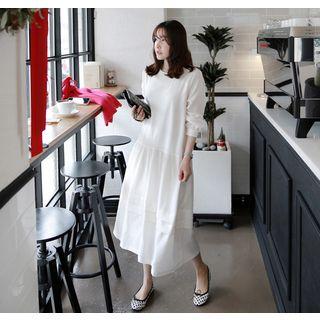 Round-neck Bishop-sleeve Long Flare Dress