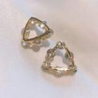Rhinestone Faux Pearl Triangle Stud Earring 1 Pair - Silver Needle - Gold - One Size
