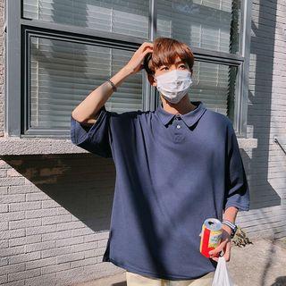 Plain Elbow Sleeve Polo Shirt