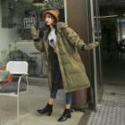 Set: Hooded Long Puffer Coat + Mittens