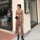 Mesh Panel Long-sleeve Jumpsuit