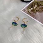 Faux Pearl Gingko Leaf Drop Earring 1 Pair - S925silver Earrings - Green - One Size