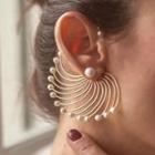 Faux Pearl Spiral Alloy Earring 1 Pc - One Size