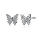 Sterling Silver Elegant Fashion Butterfly Stud Earrings With Cubic Zircon Silver - One Size