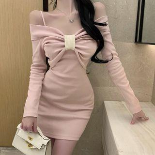 Cold-shoulder Bow Knit Dress