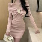 Cold-shoulder Bow Knit Dress