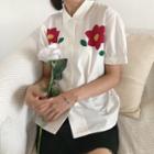 Short-sleeve Floral Printed T-shirt White - One Size