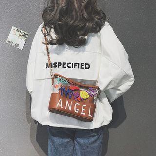 Set: Lettering Transparent Panel Crossbody Bag + Pouch