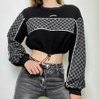 Checker Print Crop Sweatshirt
