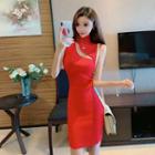 Mock Turtleneck Midi Knit Tank Dress