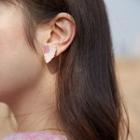 Gold Leaf Alloy Heart Earring 1 Pair - Earrings - Gold & Pink - One Size