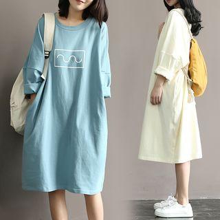 Plus Size Long Sleeve Printed T-shirt Dress