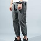 Lettering Embroidered Slim Fit Pants