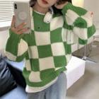 Checkered Sweater Green - One Size