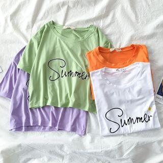 Sun Print Lettering Short-sleeve T-shirt