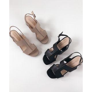 Block-heel Slingback Cowhide Sandals
