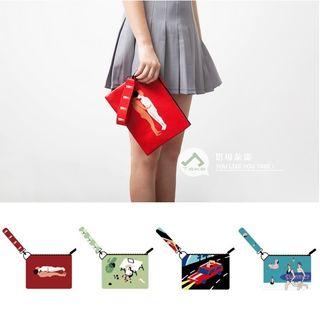 Printed Faux Leather Clutch