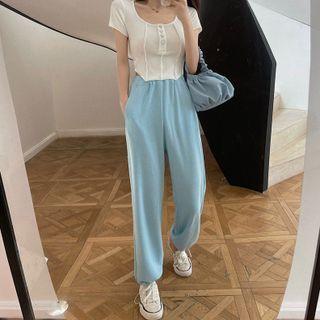 Short-sleeve Paneled T-shirt / Sweatpants